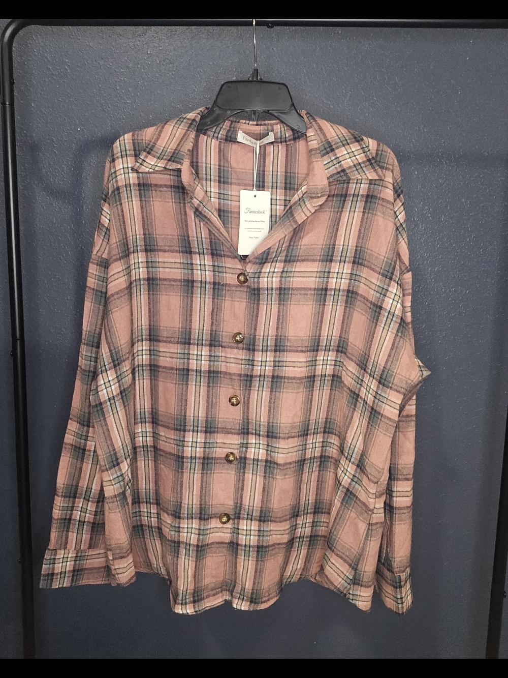 Women's Pink Plaid Button-Down Shirt